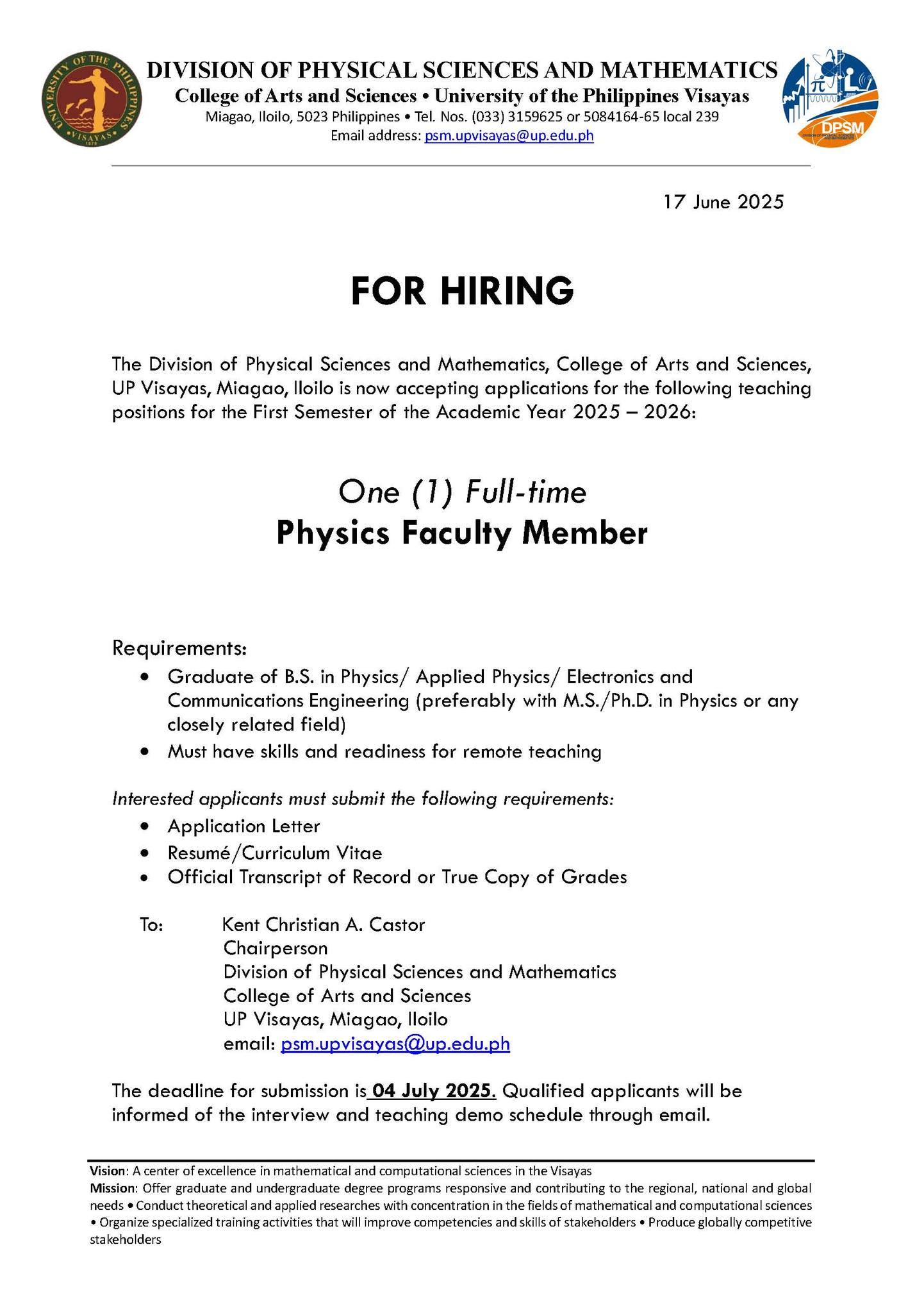 Physics Hiring