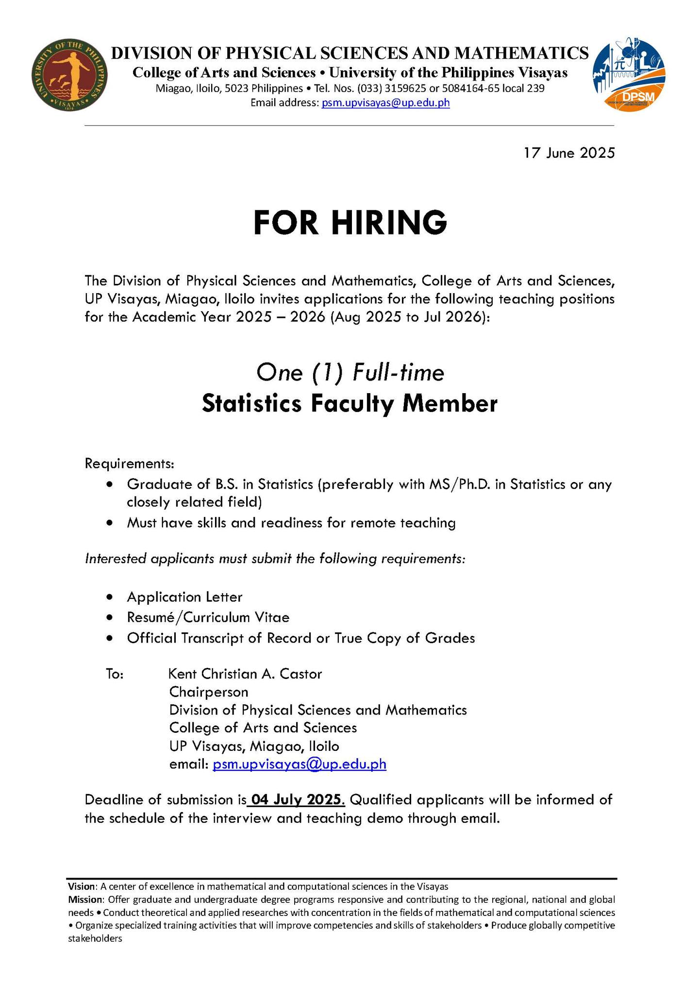 Statistics Hiring
